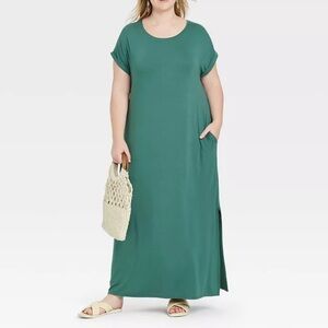 Ava & Viv Teal Green Short Sleeve Maxi Dress